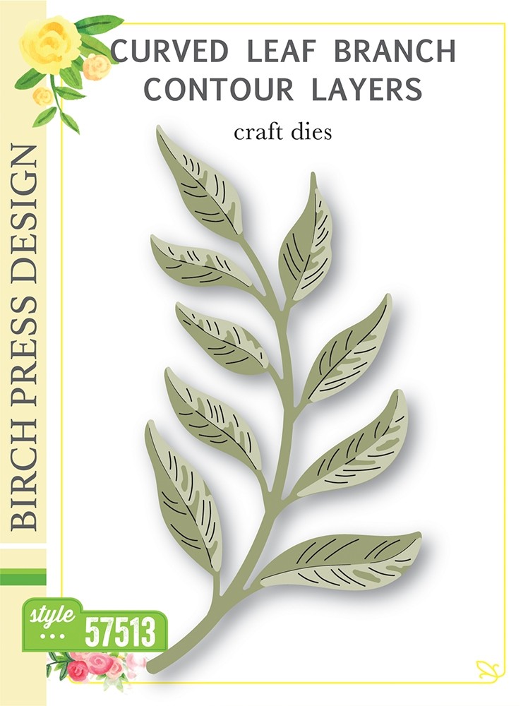 Birch Press Stanzschablone - 57513 Curved Leaf Branch Contour Layers