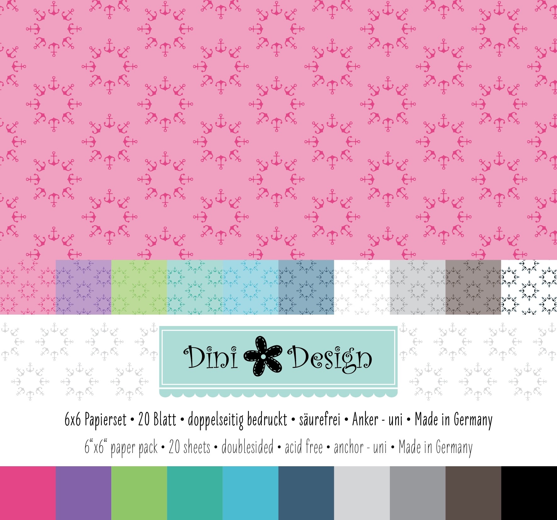 Dini Design 6x6 Papierset Anker-Uni