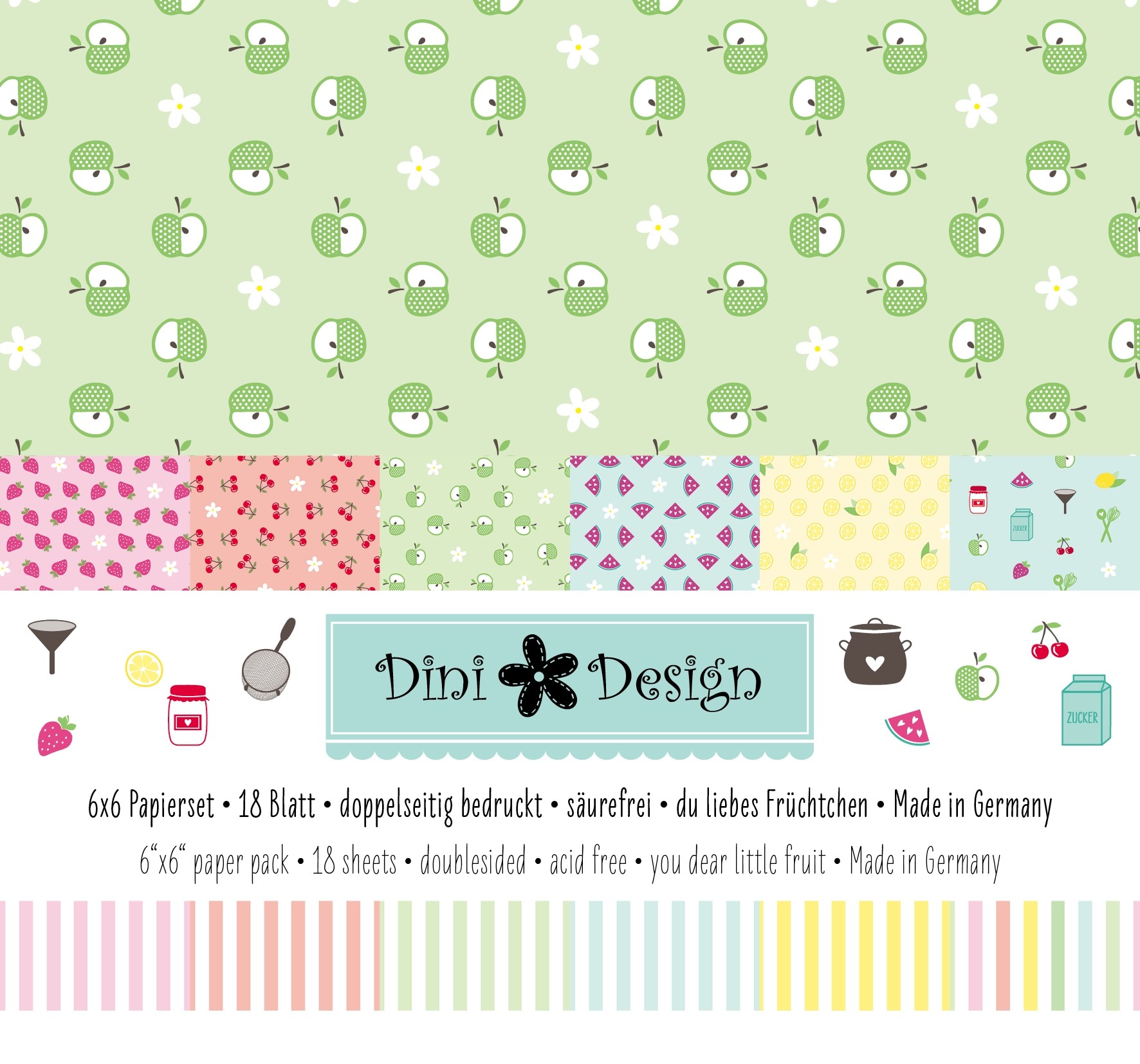 Dini Design 6x6 Papierset Anker-Uni Du liebes Früchtchen