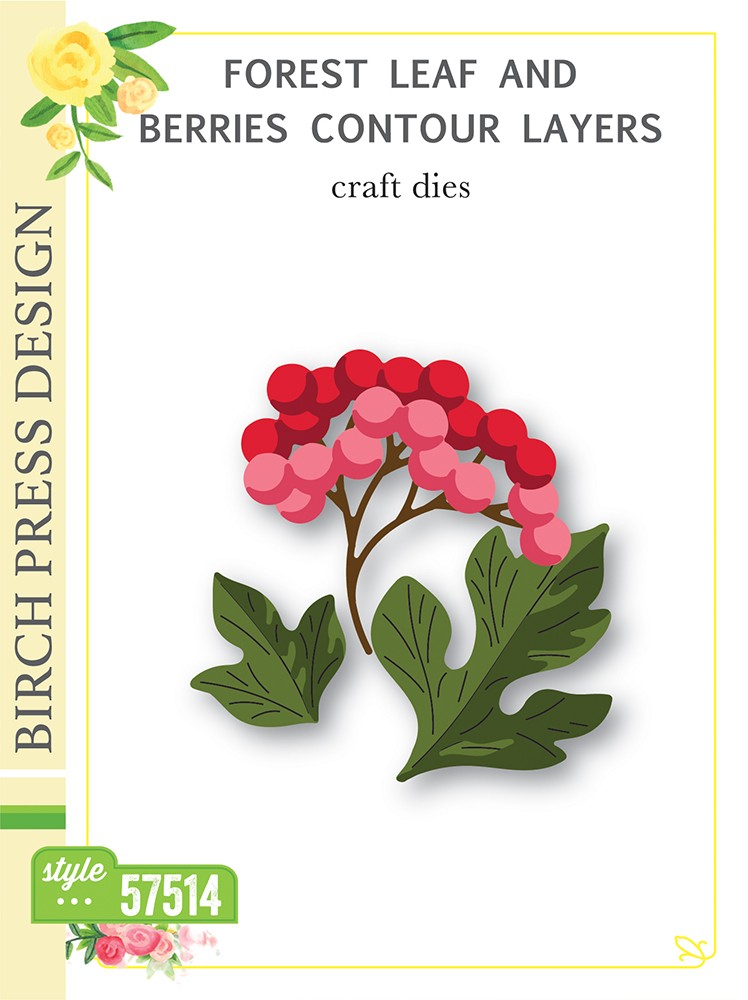 Birch Press Stanzschablone - 57514 Forest Leaf and Berries Contour Layers