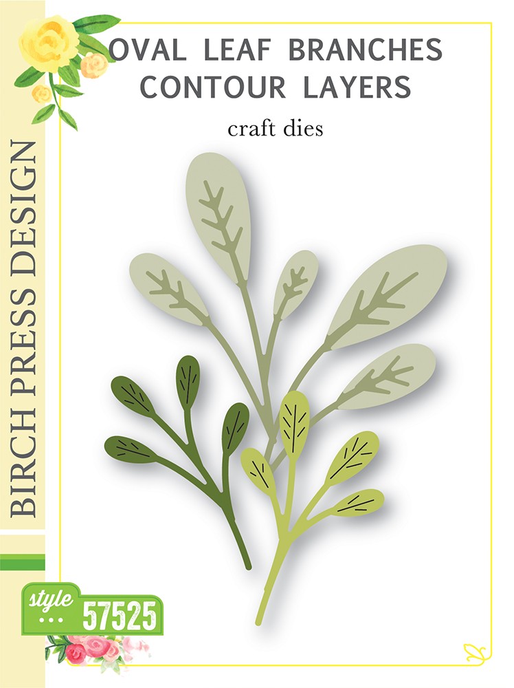 Birch Press Stanzschablone - 57525 Oval Leaf Branches Contour Layers