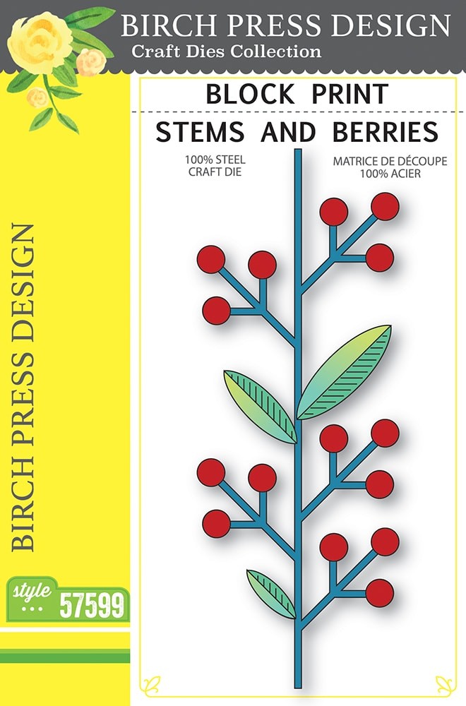 Birch Press Stanzschablone - 57599 Block Print Stems and Berries