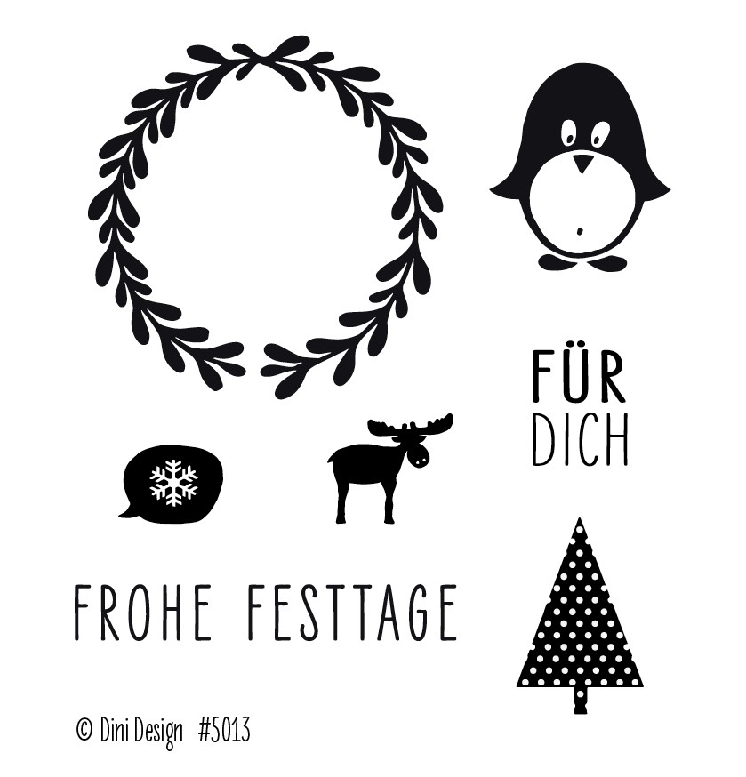 Dini Designs Mini Clear Stamps - Frohe Festtage