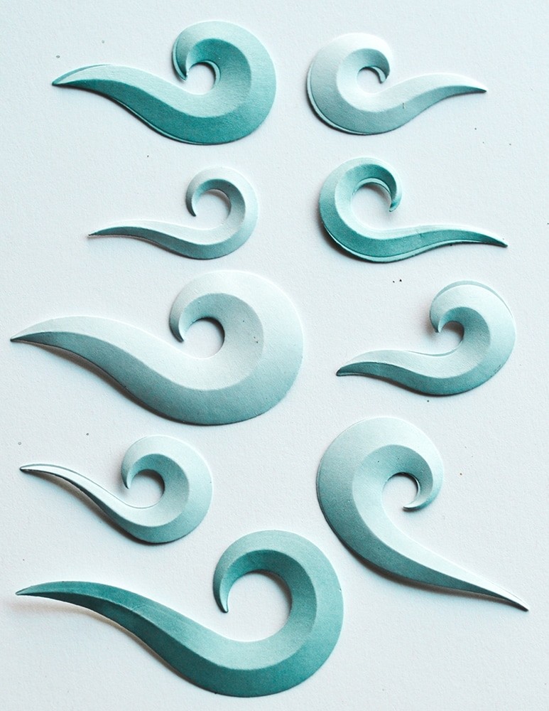 Memory Box 3D Prägeschablone - Curling Waves inkl. 9 passender Stanzschablonen