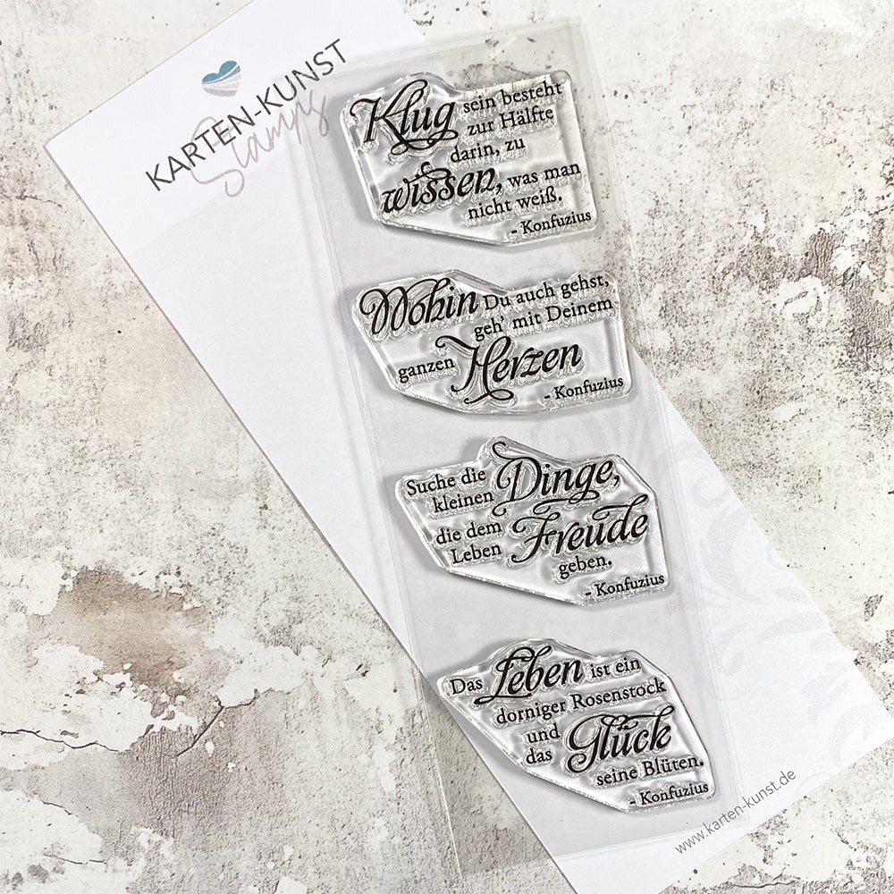 Clear Stamps mit inspirierenden Sprüchen, Silikonstempel Text-Stempel Deutsch Scrapbooking Karten-Kunst Weise Worte Konfuzius KK-0041