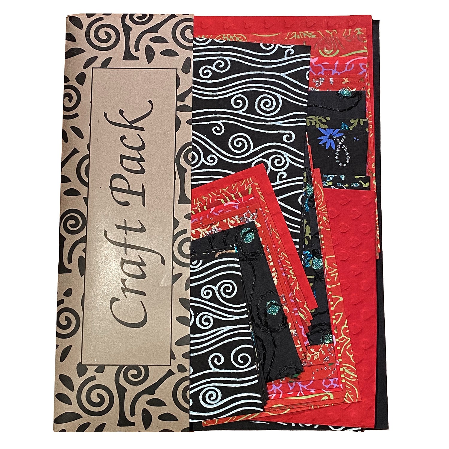 Craft Pack Naturpapier mit Glitter - Rot & Schwarz