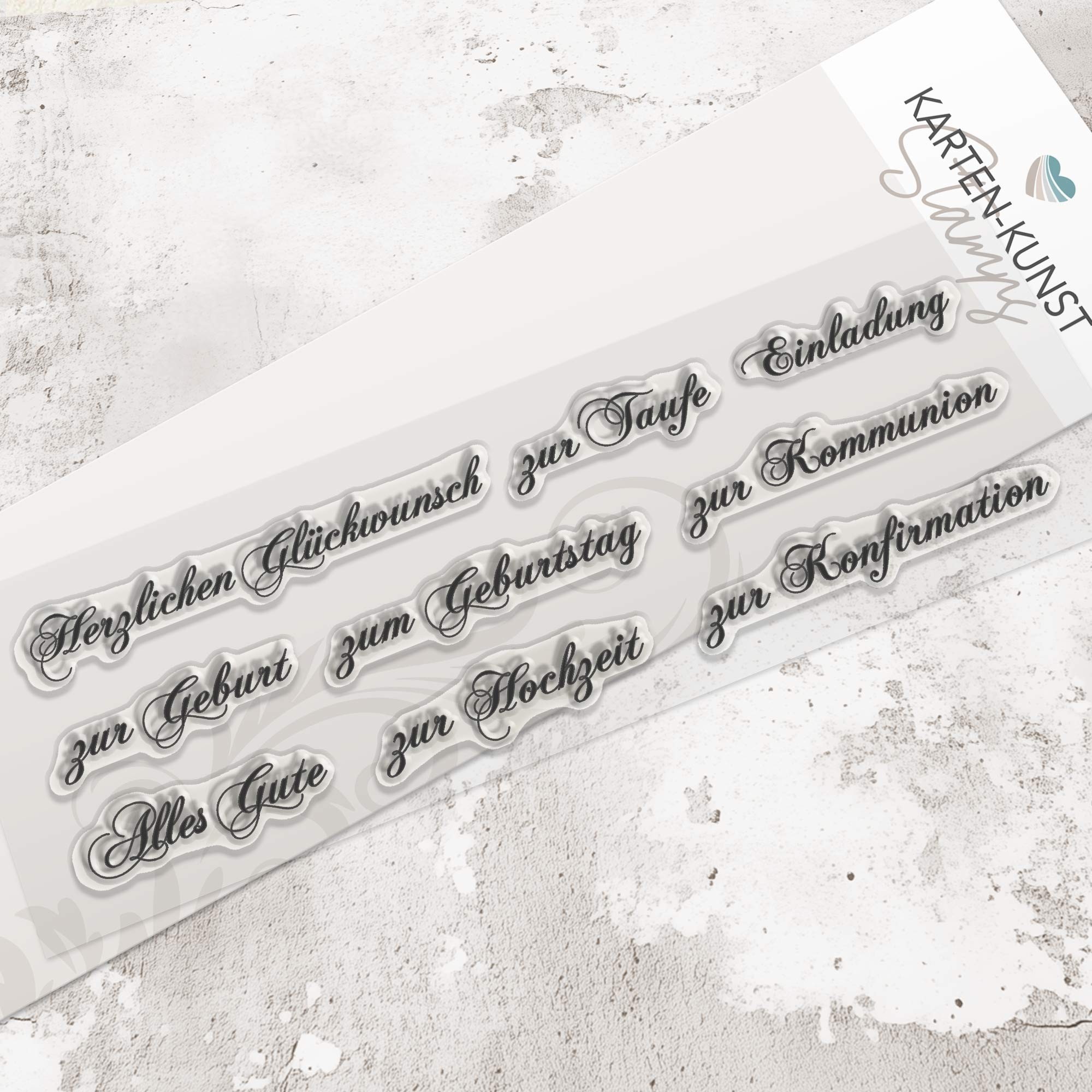 Karten-Kunst Clear Stamps KK-0009 - Texte-Kombination Elegante Schreibschrift