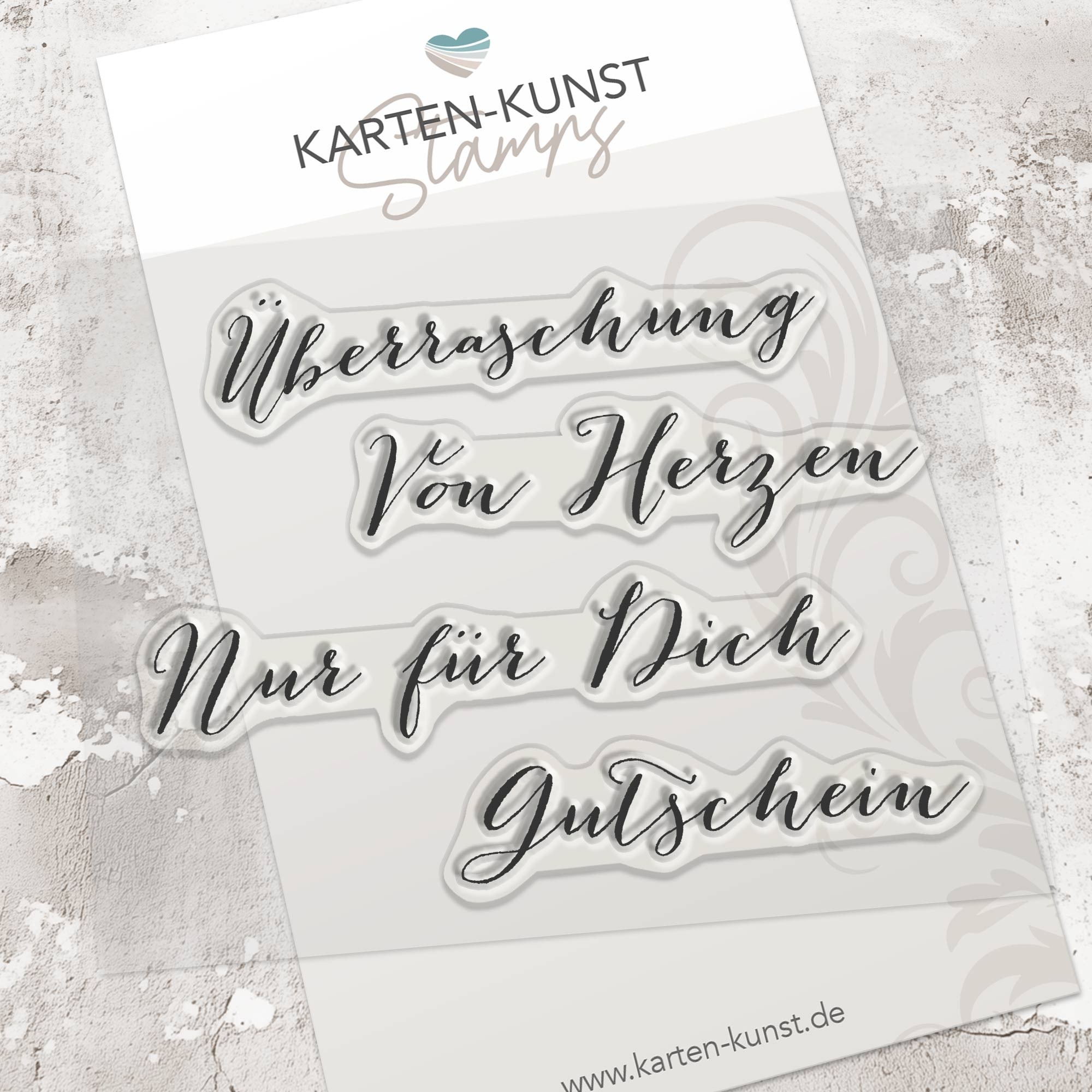 Karten-Kunst Clear Stamps KK-0027 - Große Worte: Überraschung, Von Herzen,  Nur für dich, Gutschein
