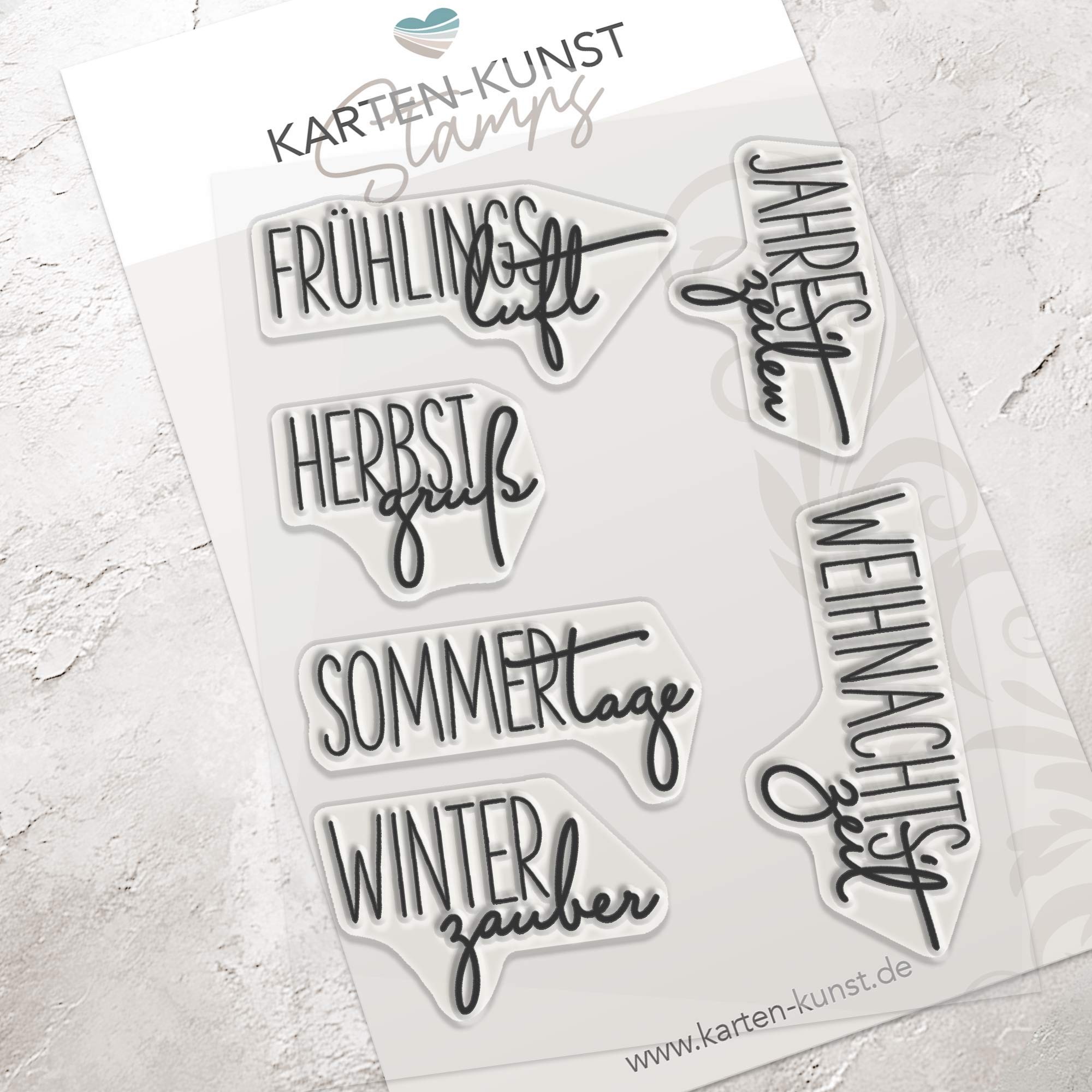 Karten-Kunst Clear Stamps KK-0036 - Capri „Jahreszeiten“ Textstempel  Stempel Frühling Sommer Herbst Winter