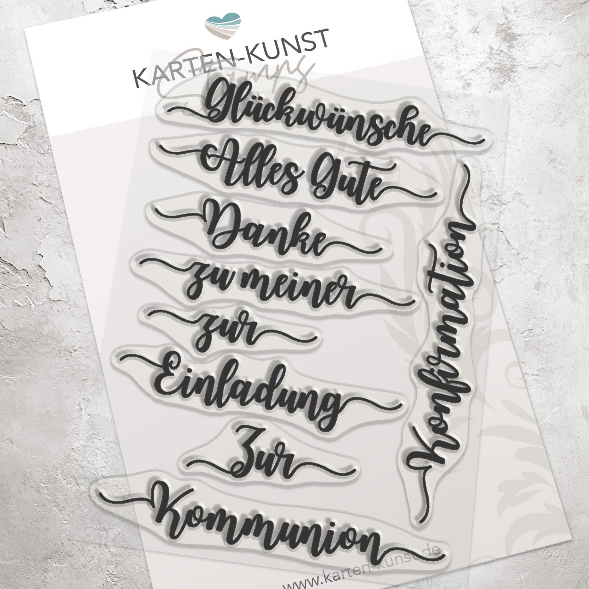 Karten-Kunst Clear Stamp Set - Kalligraphie zur Konfirmation und Kommunion