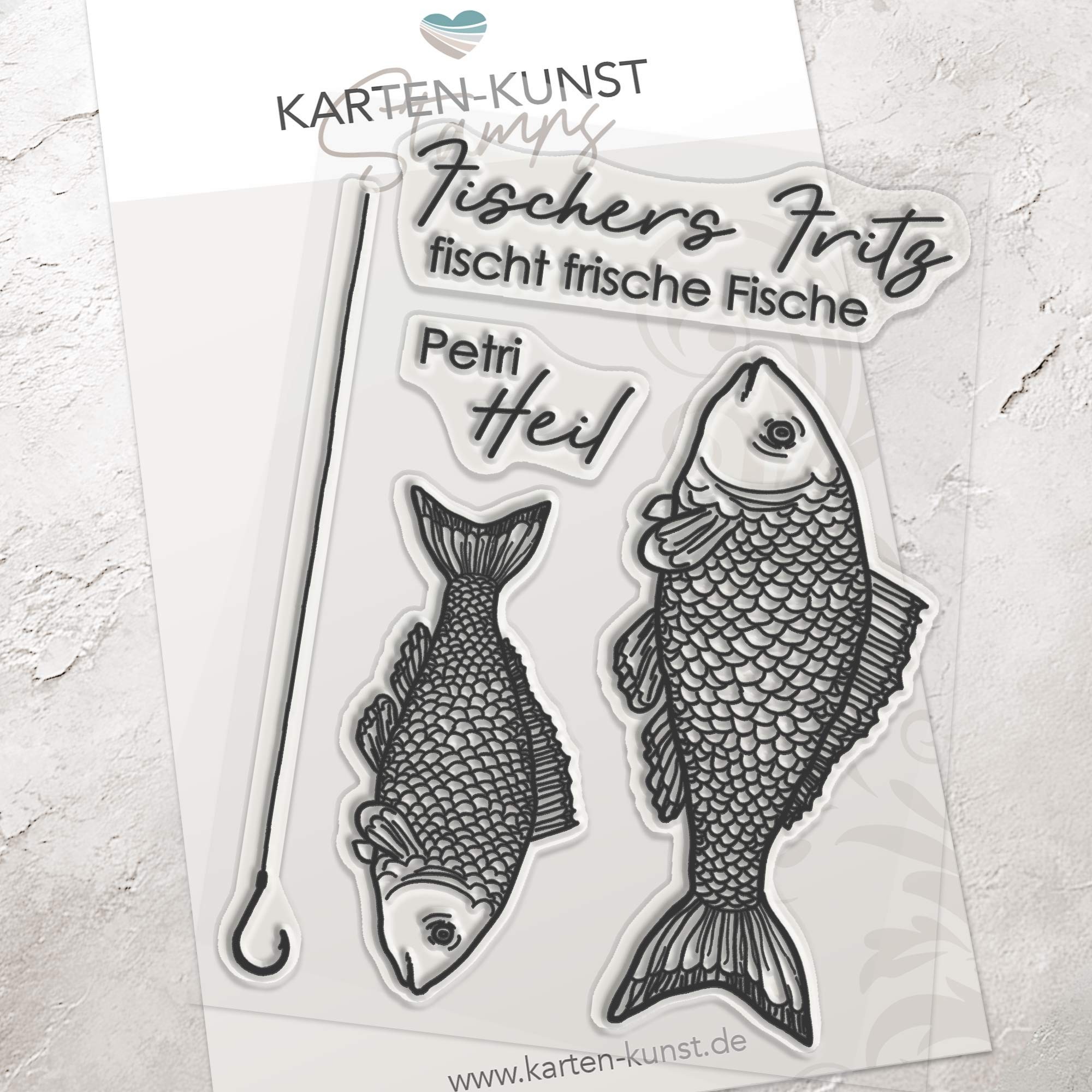 Karten-Kunst Clear Stamps KK-0265 - Fischers Fritz Stempel Fische & Angelhaken
