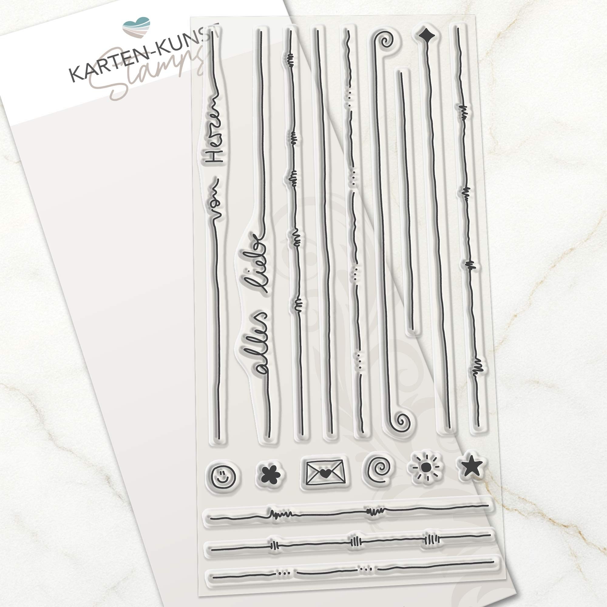 Dekorlinien & Rahmen – Stempelset Karten-Kunst Clear Stamps KK-0281