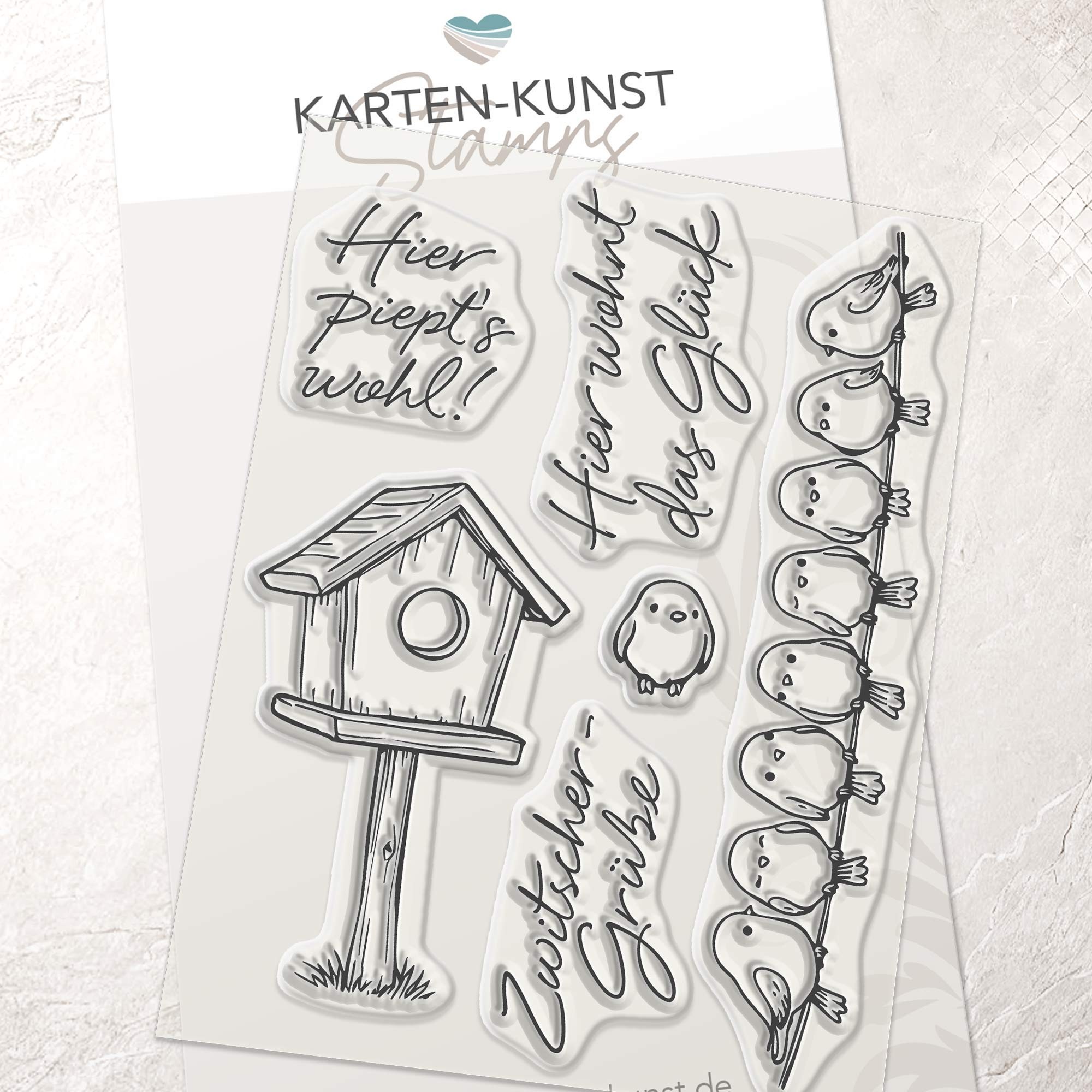 Vogelhaus & Zwitschergrüße – Stempelset Karten-Kunst Clear Stamps KK-0283