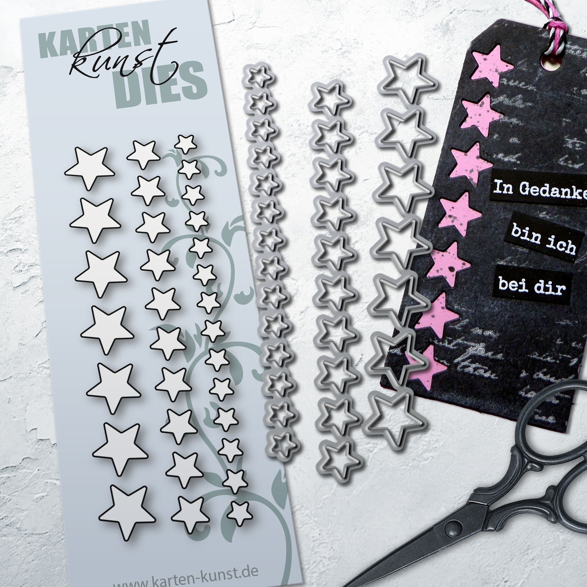 Stanzschablone Sternbordüre – Stars in a Row – Stanzform mit Sternreihe Karten-Kunst kk-D150