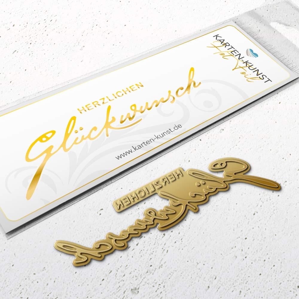 Karten-Kunst Hot Foil Plate kk-HF037 Kombi Herzlichen Glückwunsch Heißfolienprägung Deutsch Sprüche Heißprägestempel