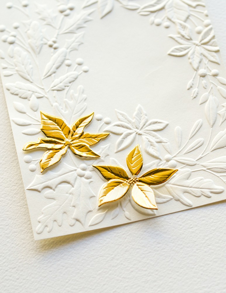 Memory Box 3D Prägeschablone - Poinsettia Corner 3D Embossing Folder and Dies