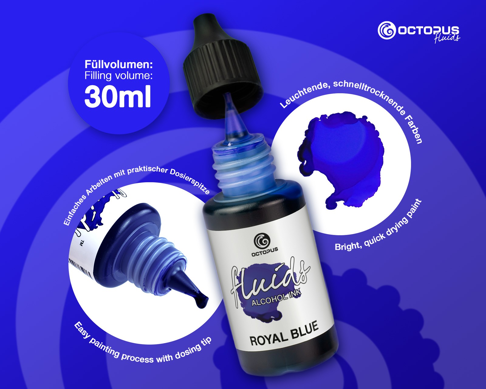Octopus Fluids Alcohol Ink 30ml - Royal Blue
