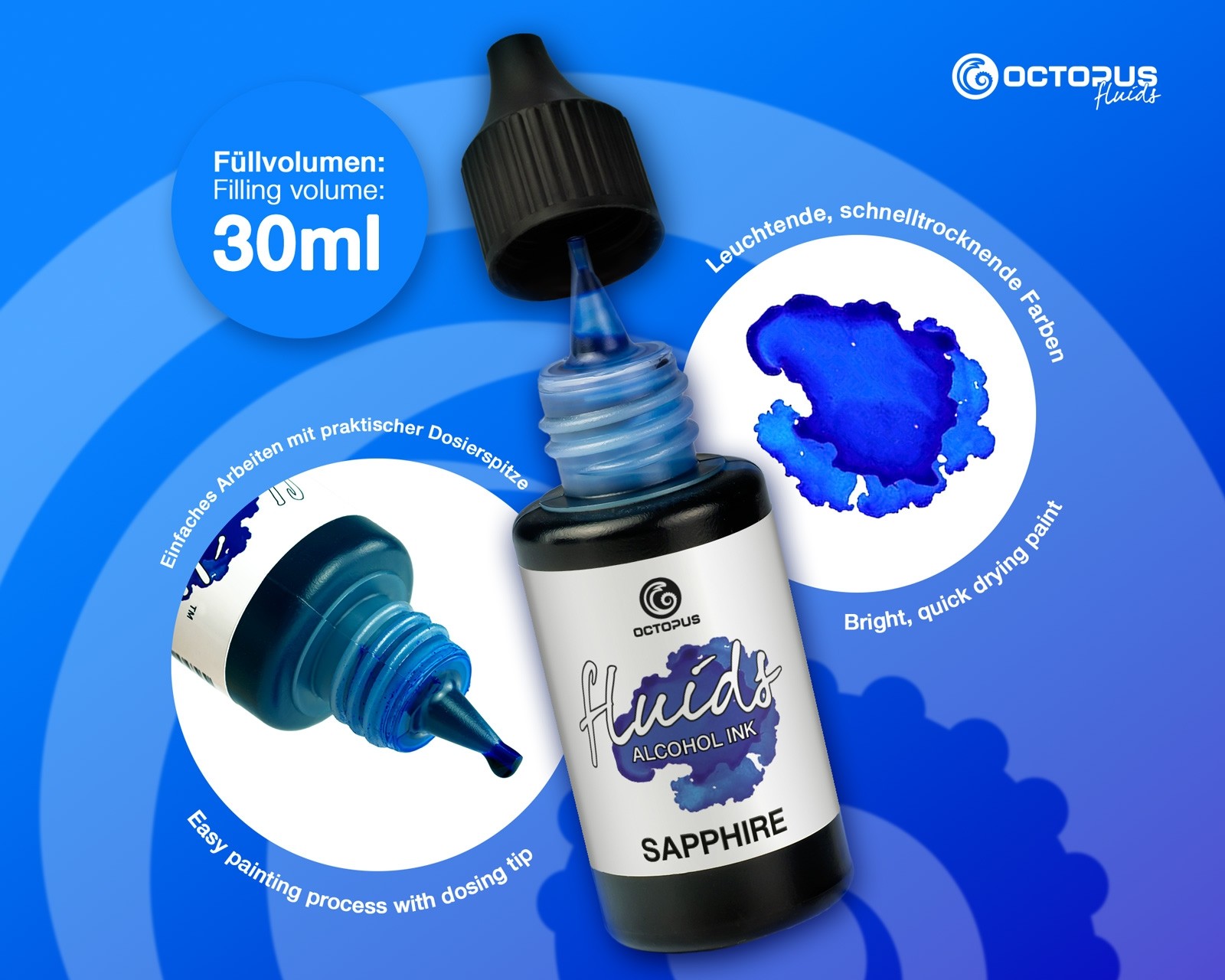 Octopus Fluids Alcohol Ink 30ml - Sapphire