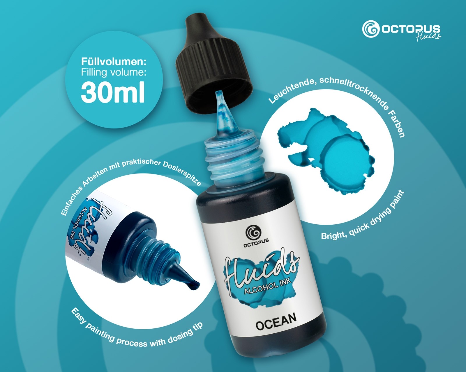 Octopus Fluids Alcohol Ink 30ml - Ocean