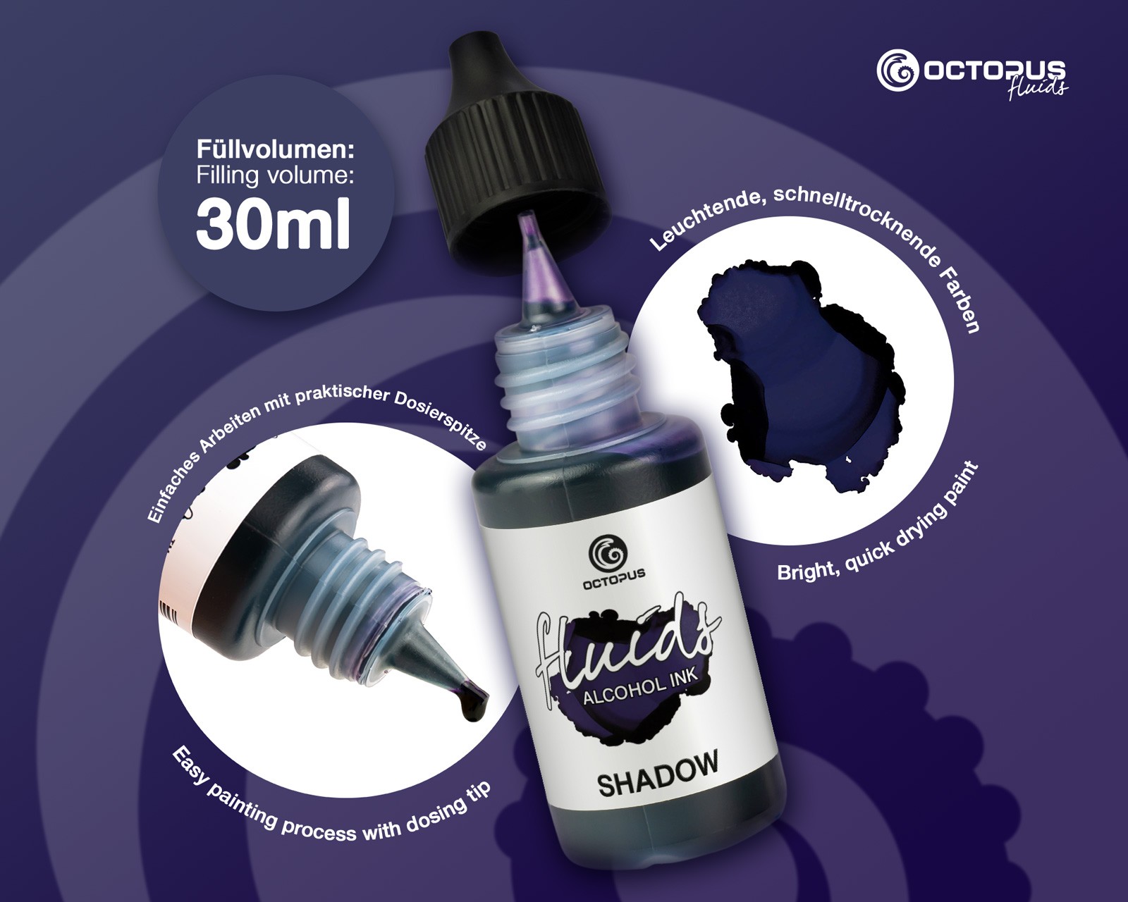 Octopus Fluids Alcohol Ink 30ml - Shadow