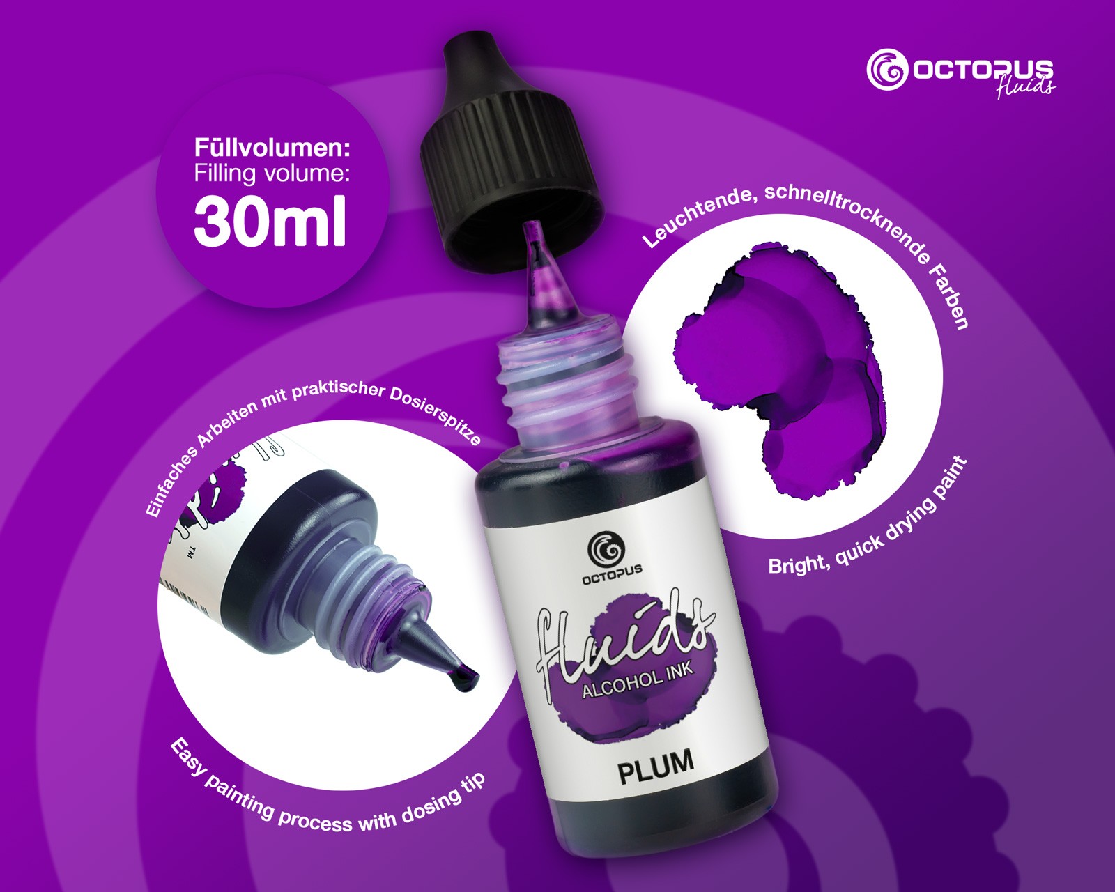 Octopus Fluids Alcohol Ink 30ml - Plum