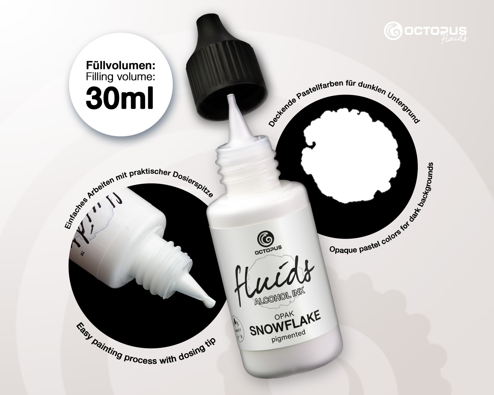 Octopus Fluids Alcohol Ink 30ml - Opak Snowflake