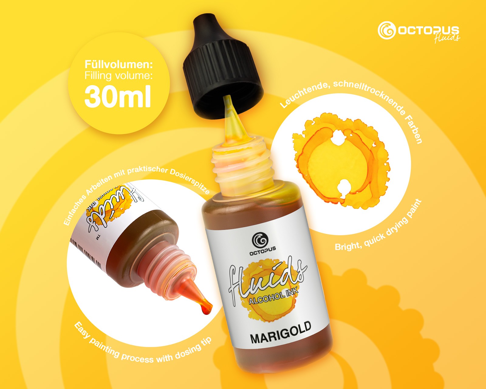 Octopus Fluids Alcohol Ink 30ml - Marigold