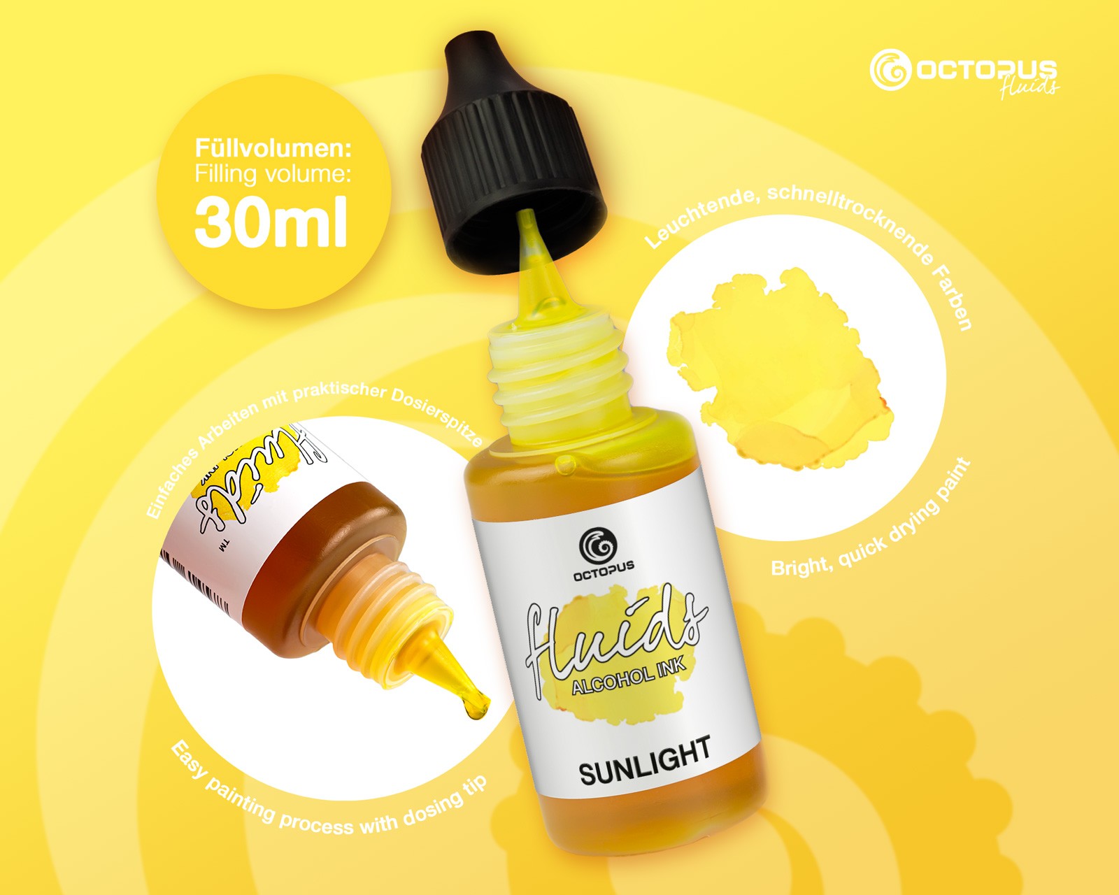 Octopus Fluids Alcohol Ink 30ml - Sunlight