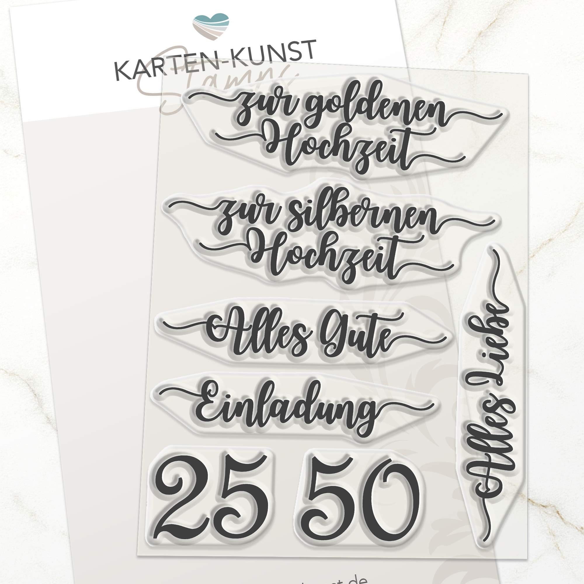 Stempelset Silberhochzeit & Goldhochzeit – KK-0119 Clear Stamps Karten-Kunst