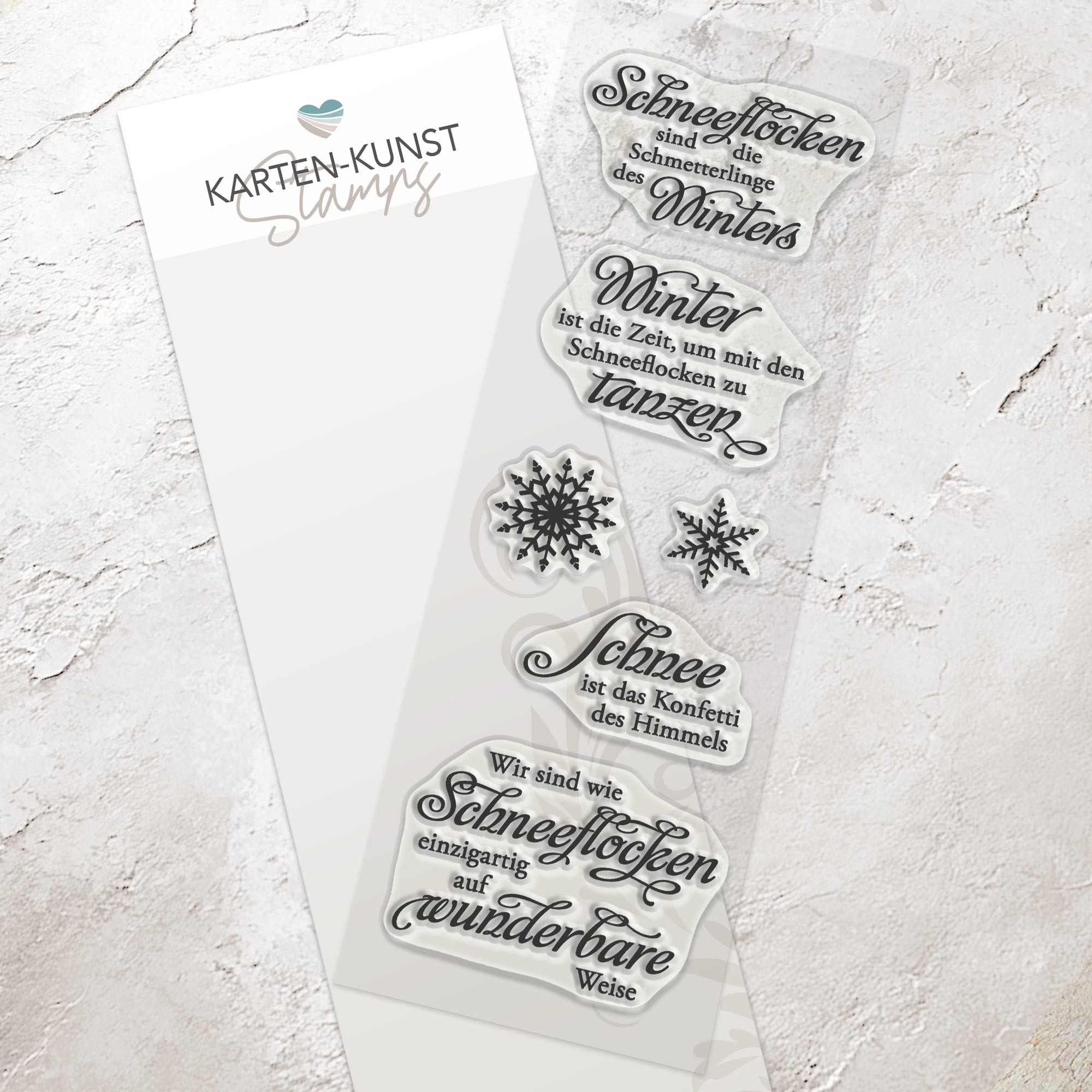 Stempel Sprüche Winter & Weihnachten Clear Stamps Weise Worte Schneeflocken KK-0083 Textstempel Deutsch Schnee Worte Texte Silikonstempel