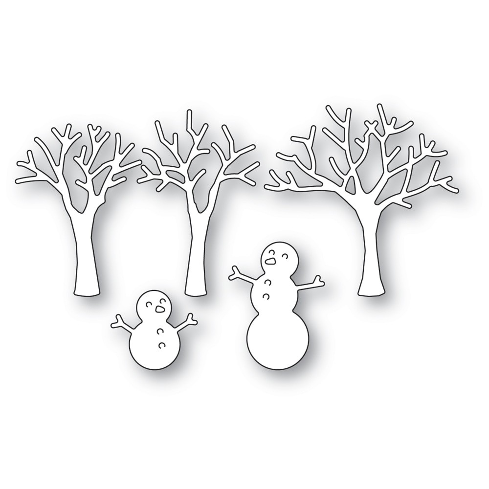 Poppy Stamps Stanzschablone - 2490 Snowman and Trees
