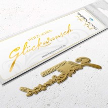 Karten-Kunst Hot Foil Plate kk-HF037 Kombi Herzlichen Glückwunsch Heißfolienprägung Deutsch Sprüche Heißprägestempel