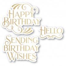 Poppy Stamps Hot Foil Plate - Birthday Wishes Poe Script (inkl. Stanzschablonen)