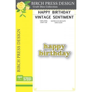 Birch Press Stanzschablone - 57551 Happy Birthday Vintage Sentiment