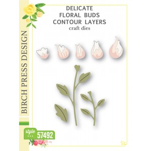 Birch Press Stanzschablone - 57492 Delicate Floral Buds Contour Layers