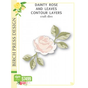 Birch Press Stanzschablone - 57499 Dainty Rose and Leaves Contour Layers