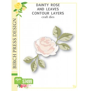 Birch Press Stanzschablone - 57499 Dainty Rose and Leaves Contour Layers 