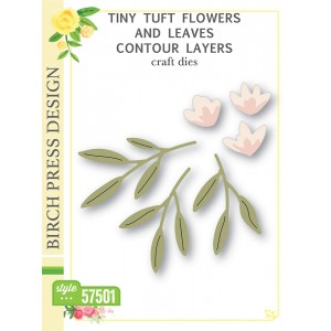 Birch Press Stanzschablone - Tiny Tuft Flowers and Leaves Contour Layers