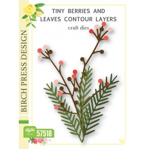 Birch Press Stanzschablone - 57518 Tiny Berries and Leaves Contour Layers
