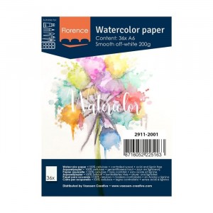 Florence Aquarellpapier Smooth Off-White A6 36 Blatt 200g/m²