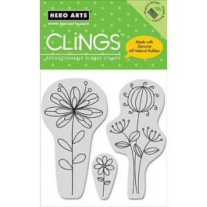 Hero Arts Cling Stamps - Curly Flowers