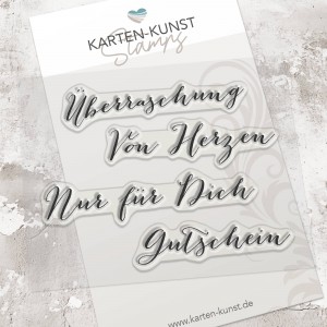 Karten-Kunst Clear Stamps KK-0027 - Große Worte: Überraschung, Von Herzen,  Nur für dich, Gutschein