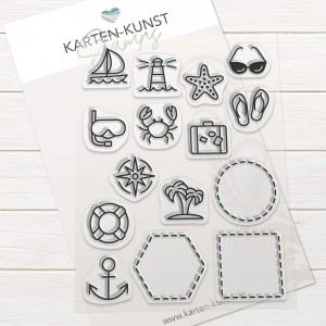 Karten-Kunst Clear Stamps KK-0166 - Mini Frames At the Sea - maritime Mini-Rahmen & Symbole