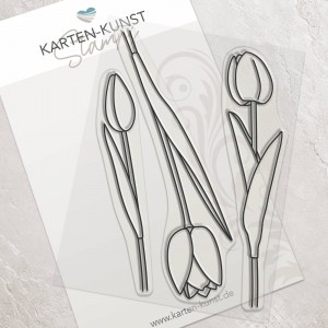Karten-Kunst Clear Stamps KK-0234 - Scribble Tulips / Tulpen Stempel