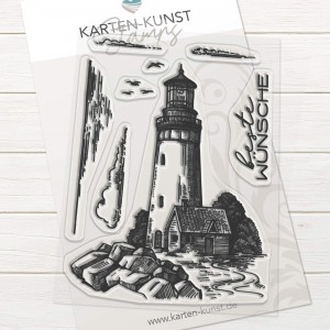 Karten-Kunst Clear Stamps KK-0244 - Leuchtturm Maritimes Stempelset mit Spruch