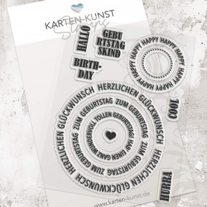 Karten-Kunst Clear Stamps KK-0264 - Kreistexte zum Geburtstag - Runde Textstempel für Karten