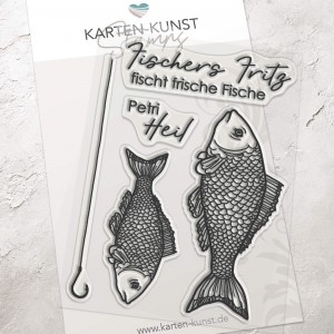 Karten-Kunst Clear Stamps KK-0265 - Fischers Fritz Stempel Fische & Angelhaken
