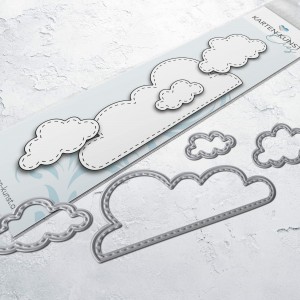 Karten-Kunst Stanzschablone kk-D211 - Stitched Clouds / Wolken mit Nahtlinien