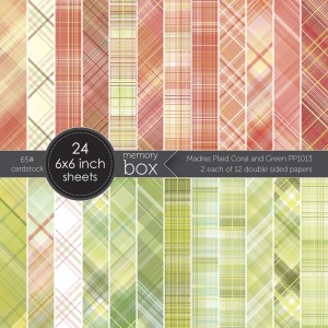 Memory Box Paper Pack 6 x 6 - Madras Plaid Coral and Green