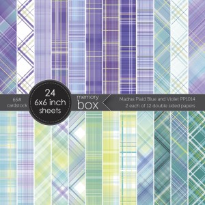 Memory Box Paper Pack 6 x 6 - Madras Plaid Blue and Violet